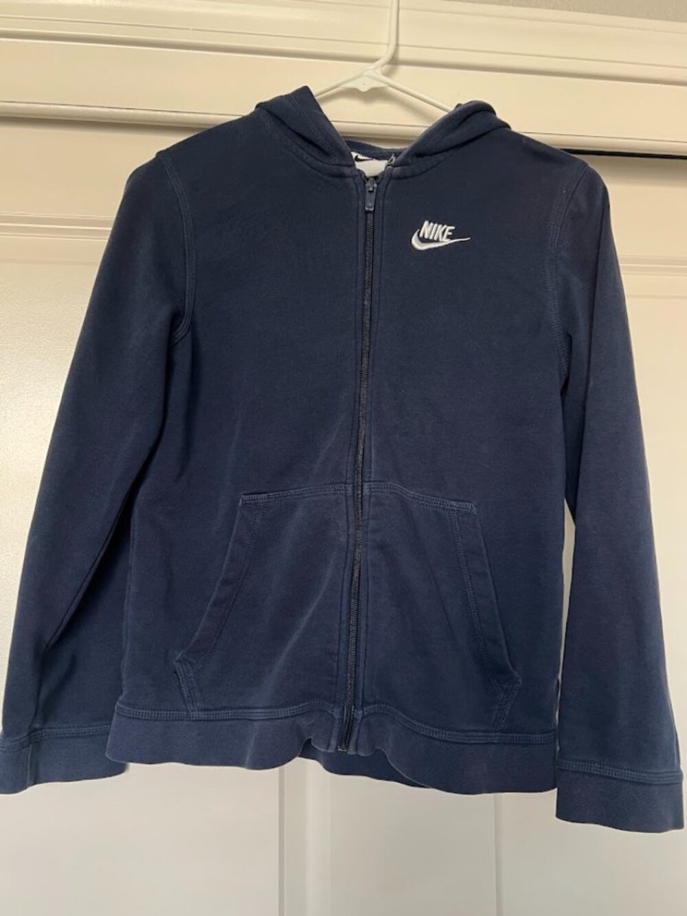 NIKE Blue Hoodie LOGO Zip-Up Hooded Sweatshirt Size Large